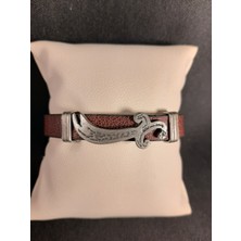 Mryart Bordo Zülfikar Suni Deri Bileklik Unisex