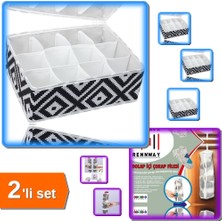 Hereveoyuncak 12 Bölmeli Pratik Çekmece Düzenleyici + Dolap Içi Asılabilir Temiz Çorap Filesi - 2li Set M2W3T6