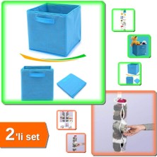 Hereveoyuncak Dolap Içi Düzenleyici Kutu Mavi + Asılabilir Çorap Düzenleyici Aparat - 2li Set C8T2V5