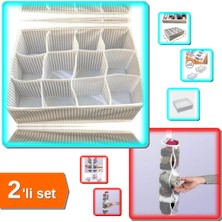 Hereveoyuncak 12 Bölmeli Pratik Çekmece Düzenleyici + Dolap Içi Asılabilir Çorap Düzenleyici - 2li Set F6Y0R4