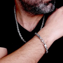 Takı925 925 Ayar Gümüş 5,8mm Bileklik Kolye Kral Zincir Kombini