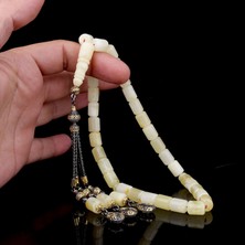 Takı925 925 Ayar Gümüş Püsküllü Kesme Model Damla Kehribar Tesbih