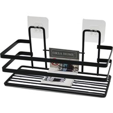 Shopwave Yapışkanlı Askılı Çok Amaçlı Siyah Kare Banyo Raf (5047)