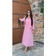 Tiago Premium Seri Basic Salaş Tensel Gömlekli Elbise Pembe