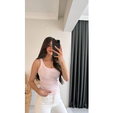 Myre Kalın Biyeli Tam Pamuklu Premium Atlet Pembe