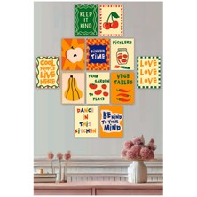 UNT Eğlenceli, Abstract,  Minimalist, Modern Yiyecekler ve Mutfak Dekoru 12 Li Set Tablo 3