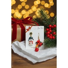 Bear & Pear 2'li Yılbaşı Küpe Seti Kardanadam Küpesi