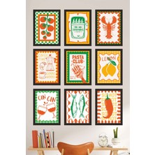UNT Akdeniz Esintili Retro 9’lu Mdf Duvar Tablo Seti – Mutfak ve Kafe Dekoru