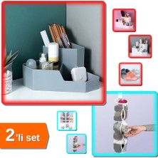 Hereveoyuncak Çok Amaçlı Masaüstü Köşe Düzenleyici + Dolap Içi Çorap Filesi Organizer - 2li Set C8S1L4