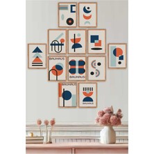 UNT 12 Parça Ahşap Ceviz Çerçeve Görünümlü Modern Minimailst Bauhaus Sanatsal Tablo Seti