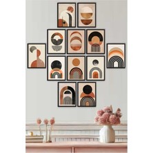 UNT 12 Parça Siyah Çerçeve Görünümlü Modern Minimailst Bohemien  Sanatsal Tablo Seti 3