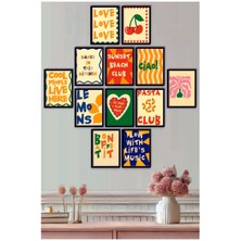UNT Çerçeve Baskılı Eğlenceli, Abstract,  Minimalist, Modern Yiyecekler ve Mutfak Dekoru 12 Li Set Tablo