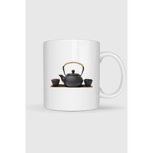 Bahriyeli Collection  Çaydanlık Su Isıtıcısı Beyaz Çay Demir Tasarımlı Kupa Bardak