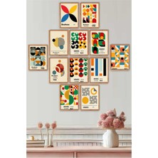 UNT 12 Parça Ahşap Siyah Çerçeve Görünümlü Modern Minimailst Bauhaus Sanatsal Tablo Seti 2