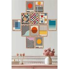 UNT 12 Parça Ahşap  Çerçeve Görünümlü Modern Minimailst Bauhaus Sanatsal Tablo Seti 3