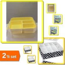 Hereveoyuncak  Çok Amaçlı Bölmeli Oyuncak Saklama Kutusu + 12 Bölmeli Mozaik Desen Organizer - 2li Set X6W5P5