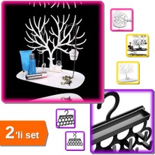 Hereveoyuncak Mücevher Organizeri Geyik Şeklinde + Siyah Kravat ve Şal Askısı - 2li Set T9S3B1