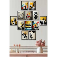 UNT 12 Parça Siyah Çerçeve Görünümlü Modern Graffiti Sanatsal Tablo Seti