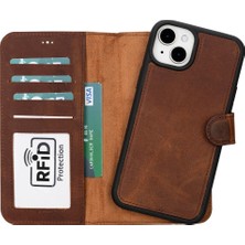 Kitabevimden Apple iPhone 15 Plus Uyumlu Deri Cüzdanlı Kılıf Mwwn G2 Kahve