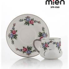Mien 6 Kişilik Kanaviçe Desen Porselen Türk Kahve Fincan Takımı – 80 ml