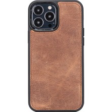 PLM Apple iPhone 13 Pro Max Uyumlu Deri Cüzdanlı Kılıf G2 Kahverengi