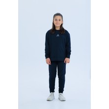 Black One Kız Çocuk Şerit Detaylı Salaş Sweat ve Tayt Spor Takım