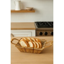 Özgün Ev Dikdörtgen Hasır Ekmek Sepeti-26 cm x 20 cm x 7 cm