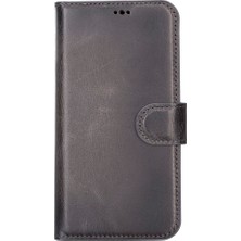 PLM Apple iPhone 13 Pro Uyumlu Deri Cüzdanlı Kılıf Mwwn Tn1 Gri