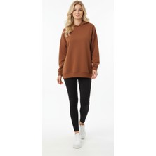 Gigi Giyim Kahverengi Oversize Üç Ip Unisex Sweatshirt