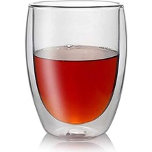 Çift Cidarlı Iki Katmanlı Çift Camlı Bardak, Kupa - Cappucino Latte Kahve Bardağı - Borosilikat Cam - Yalıtımlı, 350 ml