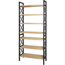 8 Katlı Çok Amaçlı Raf Ayakkabılık – 47X18X127 Cm, Mdf ve Plastik Malzeme, Kolay Kurulum Qr Kodlu, Modern ve Dekoratif Düzenleyici Dolap Ünitesi, Siyah