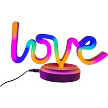 Neon Işıklı Love Yazılı Masa Gece Lambası