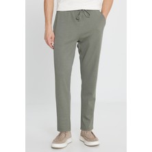 Pamuklu Standart Fit Normal Kesim Beli Lastikli Diagonal Desenli Örme Pantolon