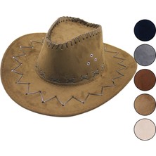 Shopwave Suni Deri   Zigzag - x Desen   Erkek   Foter   Kovboy Şapka (5047)