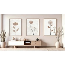 Bestablo 3 Parça Çerçeveli Dekoratif Çiçekler Ahşap Tablo Seti, Ev Dekoru Bestablo