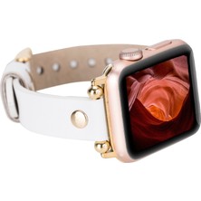 Bouletta Apple Watch Uyumlu Deri Kordon 38-40-41MM Frg F3 Beyaz
