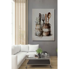 Teona Ahşap Ahşap Dekoratif Tablo Sulu Boya Görünümlü Mutfak Eşyaları Tasarımı Dikdörtgen Tablo