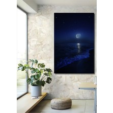Teona Ahşap Ay Işığı Deniz Manzarası Ahşap Dekoratif Tablo Yağlı Boya Görünümlü Sanat Eseri Dikdörtgen Tablo