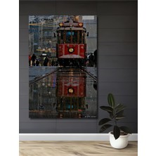 Teona Ahşap Istanbul Kırmızı Tramvay Yağlı Boya Görünümlü Ahşap Dekoratif Tablo Dikdörtgen Tablo