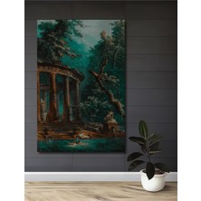 Teona Ahşap Antik Yunan Tapınağı Yağlı Boya Görünümlü Ahşap Dekoratif Tablo Dikdörtgen Tablo