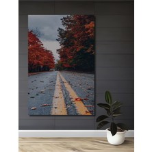 Teona Ahşap Sonbahar Orman Yolu Yağlı Boya Görünümlü Ahşap Dekoratif Tablo Dikdörtgen Tablo