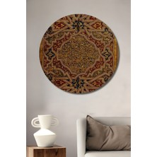 Teona Ahşap Altın Varaka Desenli Osmanlı Sanatı Yağlı Boya Görünümlü Ahşap Dekoratif Tablo Yuvarlak Tablo