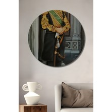 Teona Ahşap Sultan Abdülmecid Yağlı Boya Görünümlü Klasik Osmanlı Sanatı Ahşap Tablo Yuvarlak Tablo