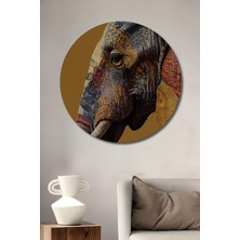 Teona Ahşap Afrika Filinin Gızemlı Dünyası Yağlı Boya Görünümlü Ahşap Dekoratif Tablo Yuvarlak Tablo