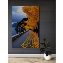 Teona Ahşap Sarı Yapraklar Altında Ahşap Dekoratif Tablo Yağlı Boya Görünümlü Doğa Manzarası Dikdörtgen Tablo