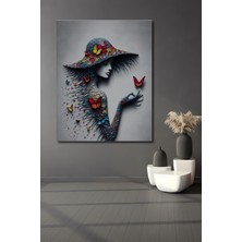 Teona Ahşap Baharın Kelebek Kraliçesi Ahşap Dekoratif Tablo Yağlı Boya Görünümlü Sanat Eseri Dikdörtgen Tablo