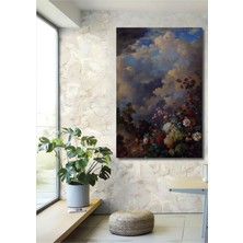 Teona Ahşap Gökyüzü Çiçekleri Yağlı Boya Görünümlü Dekoratif Ahşap Tablo Dikdörtgen Tablo