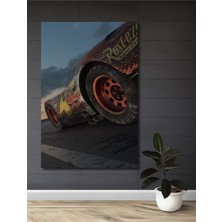 Teona Ahşap Şimşek Mcqueen Yağlı Boya Görünümlü Dekoratif Ahşap Tablo Dikdörtgen Tablo