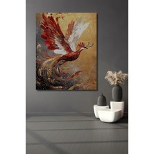 Teona Ahşap Kızıl Anka Kuşu Yağlı Boya Görünümlü Ahşap Dekoratif Tablo Dikdörtgen Tablo