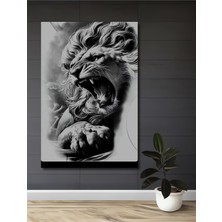 Teona Ahşap Aslan Kraliyet Temalı Yağlı Boya Görünümlü Dekoratif Ahşap Tablo Dikdörtgen Tablo